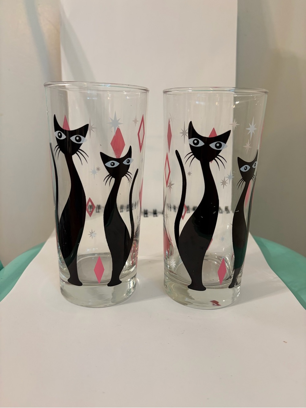 Egads Retro Atomic Cat Glasses in Pink-Set of 2